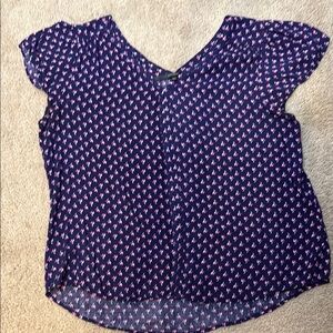 Fun 2 Fun Navy and Pink Blouse Size L